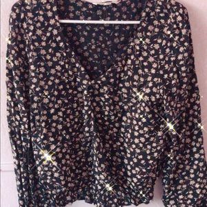 Midnight blue floral blouse